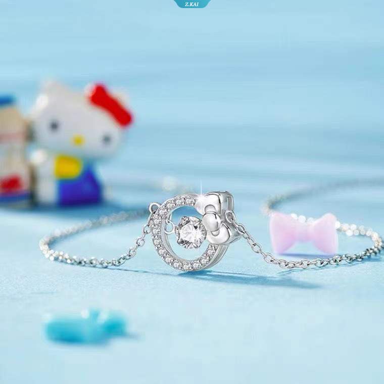 Hellokitty Liontin Kalung Anime HelloKitty Smart Pendant Necklace Wanita Serbaguna Hati Klavikula Rantai Bulan Kalung Perhiasan Hadiah [ZK]