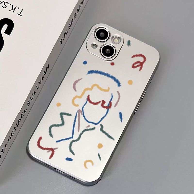 Abstrak Kupon Soft Electroplate Case Kompatibel Untuk IPhone Casing14 13 12 11 Pro XS Max XR X8 +7 6S Plus Mini TPU Silikon Shockproof Phone Cover