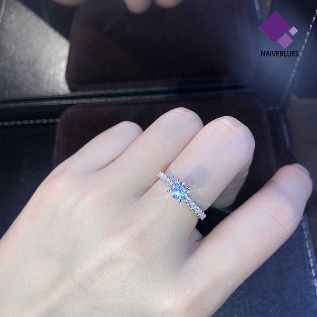 &lt; Naiveblues &gt; Cincin Wanita Bulat Berlian Imitasi Perhiasan Fashion Penampilan Electroplated Finger Untuk Pernikahan