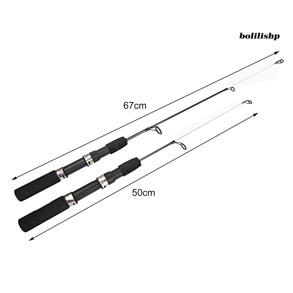 Bo-1 Set 50cm/67cm Winter Fishing Rod Dengan Reel Ultrashort Teleskopik Adjustable Ultralight Angling Serat Karbon Dua/Tiga Bagian Tiang Pancing Es Untuk Outdoor