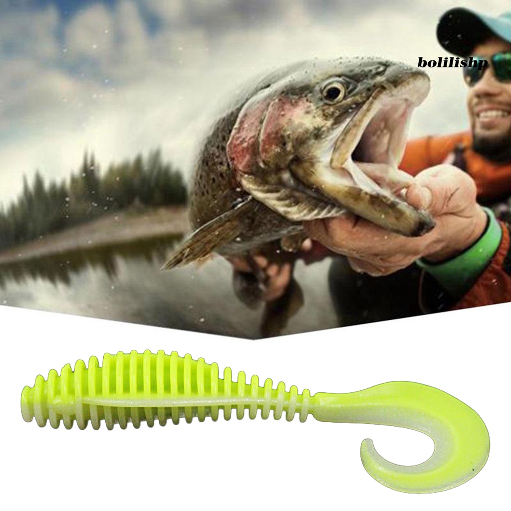 Bo-6pcs 8cm/10.5cm Desain Simulasi Umpan Pancing Fleksibel Tahan Aus Warna Cerah Reusable Fish Attraction Universal Curled Tail Artificial Soft Worm Bait Perlengkapan Memancing