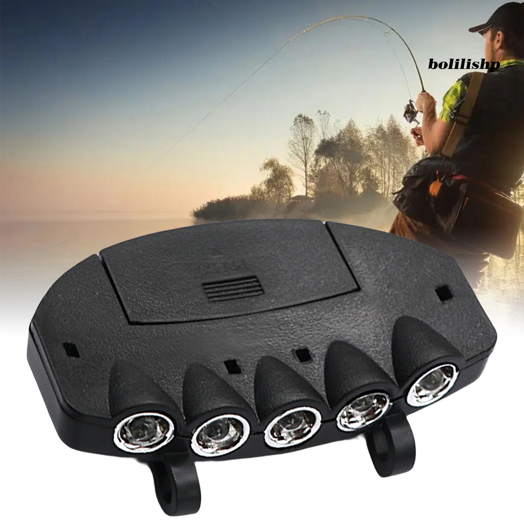 Bo-fishing Headlight Clip Type Hands-free Shockproof Hemat Energi Pemasangan Mudah Super Terang 5lampu Topi Pancing LED Kerja Headlamp Senter Kepala Untuk Camping