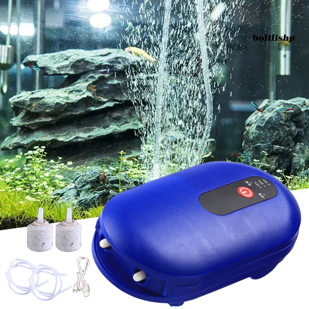 Bo-oxygen Pompa Angin USB Charging Portable Ultra Tenang Dengan Batu Udara Daya Tinggi Penambahan Oksigen Mini Dual Outlet Aquarium Fish Tank Aerator Untuk Outdoor