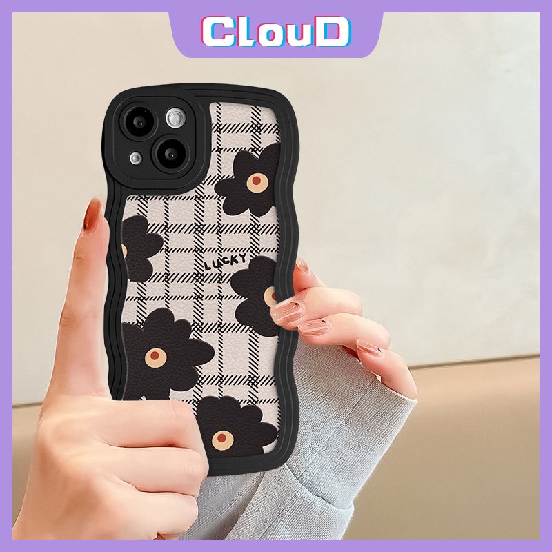 Untuk Vivo Y35 Y11 Y12i Y17 Y33s Y02s Y30 Y91C Y91 Y02 Y15 Y20 Y12s Y21 Y12 Y22 Y16 Y21s Y93 V25 Y15s V25E V20 V21 Y50 Y22s Y15A Motif Kotak-Kotak Retro Flowers Wavy Edge Soft Tpu Cover