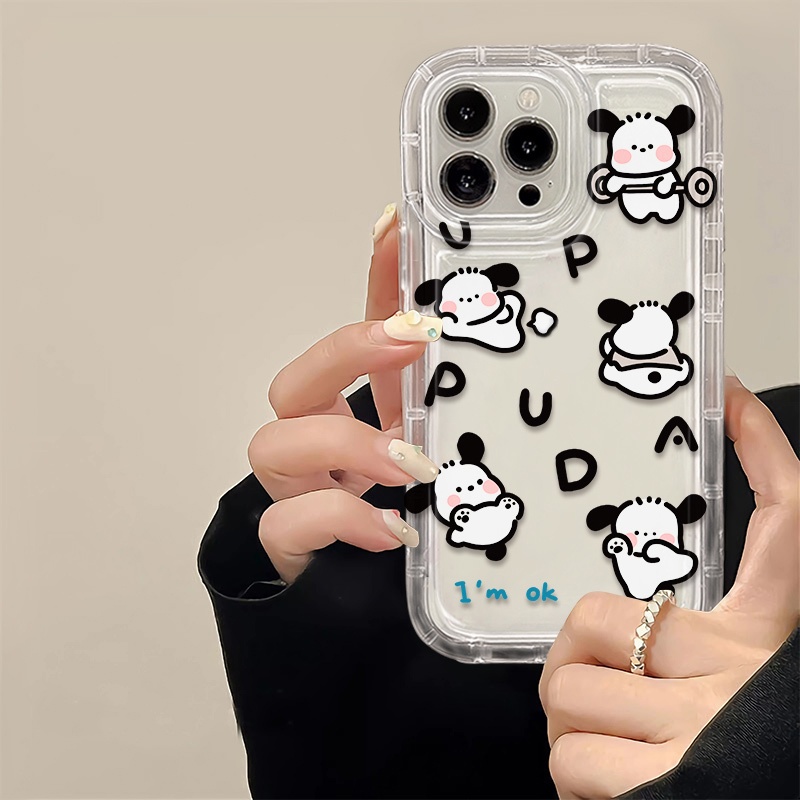 IPHONE Casing Ponsel Lembut Anjing Lucu Kompatibel Untuk Iphone14 13 12 11 Pro XS Max X XR 8 7 Plus Casing Silikon Transparan Shockproof TPU Cover