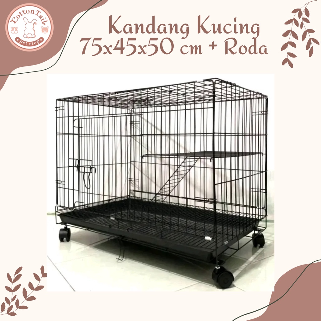 kandang kucing kelinci lipat besi premium ukuran 75x45x50cm