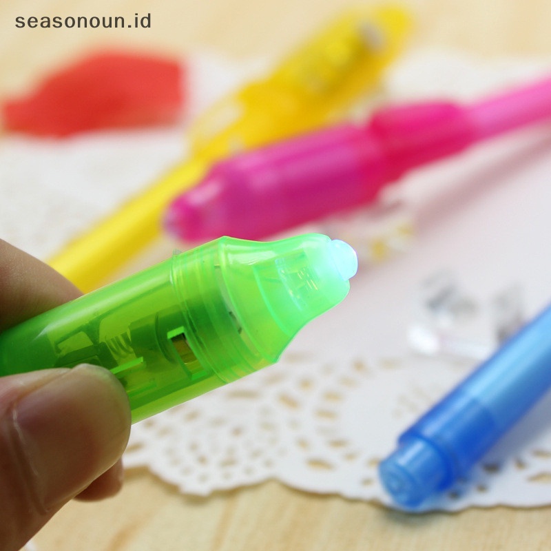 Seasonoun Tinta Tanpa Warna Cahaya Tak Terlihat ultraviolet UV lamp fluorescent magic pen.