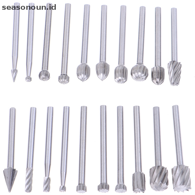 Seasonoun 20pcs Tungsten Carbide Rotary Point Burr Die Grinder Shank Set 3 * 40mm.