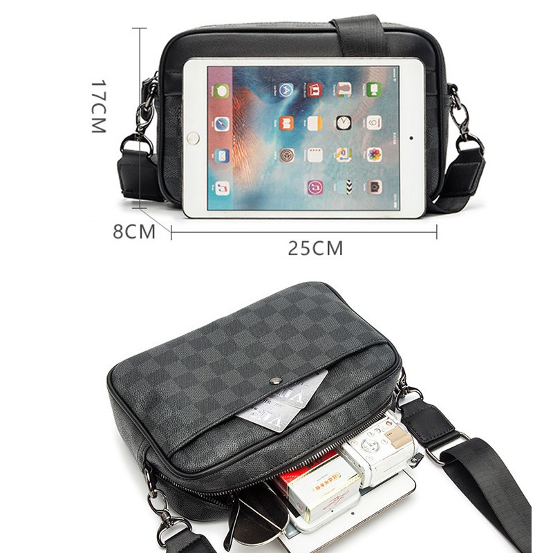 CSONLINEMALL Pria Tas Selempang Tas Bahu Fashion Messenger Bag Tahan Air Pu Kulit Tas Selempang