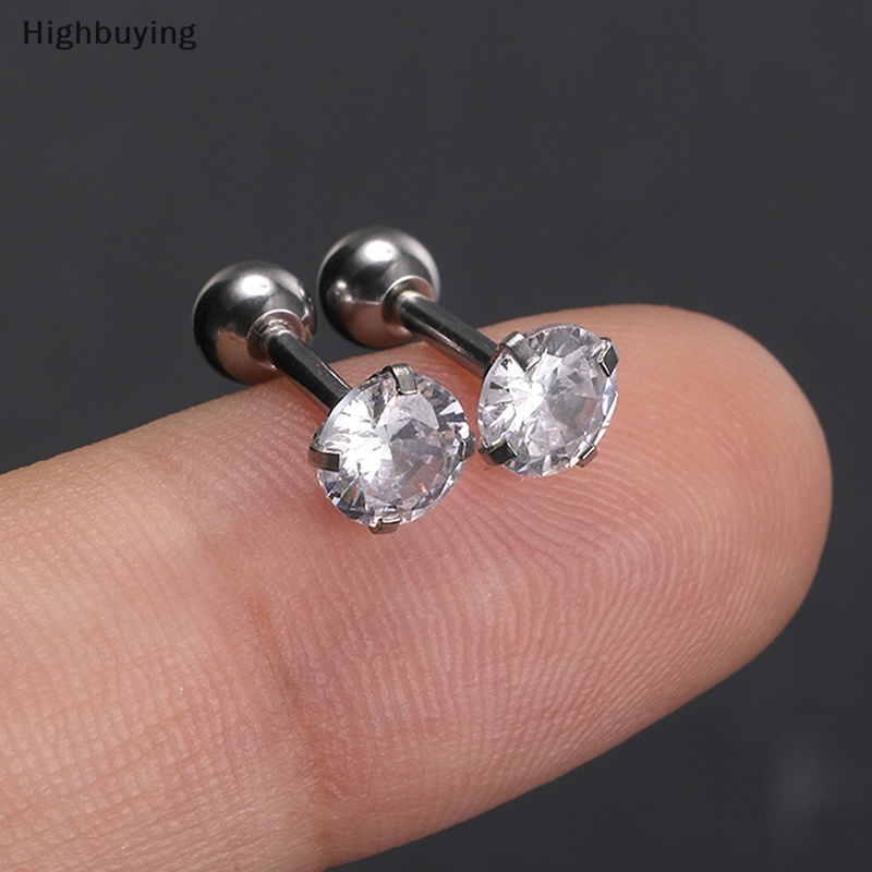 Hbid 1pasang 4mm Multicolor Kristal Stud Anting Untuk Wanita Telinga Tulang Kuku Tulang Rawan Anting-Anting Spiral Stud Earrings Tubuh Perhiasan Hadiah Glory