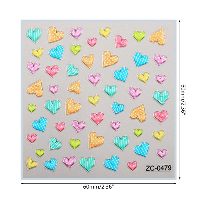 Sa Stiker Nail Art Stiker Kuku 5D Self-Adhesive Heart Nail Stickers Untuk Wanita