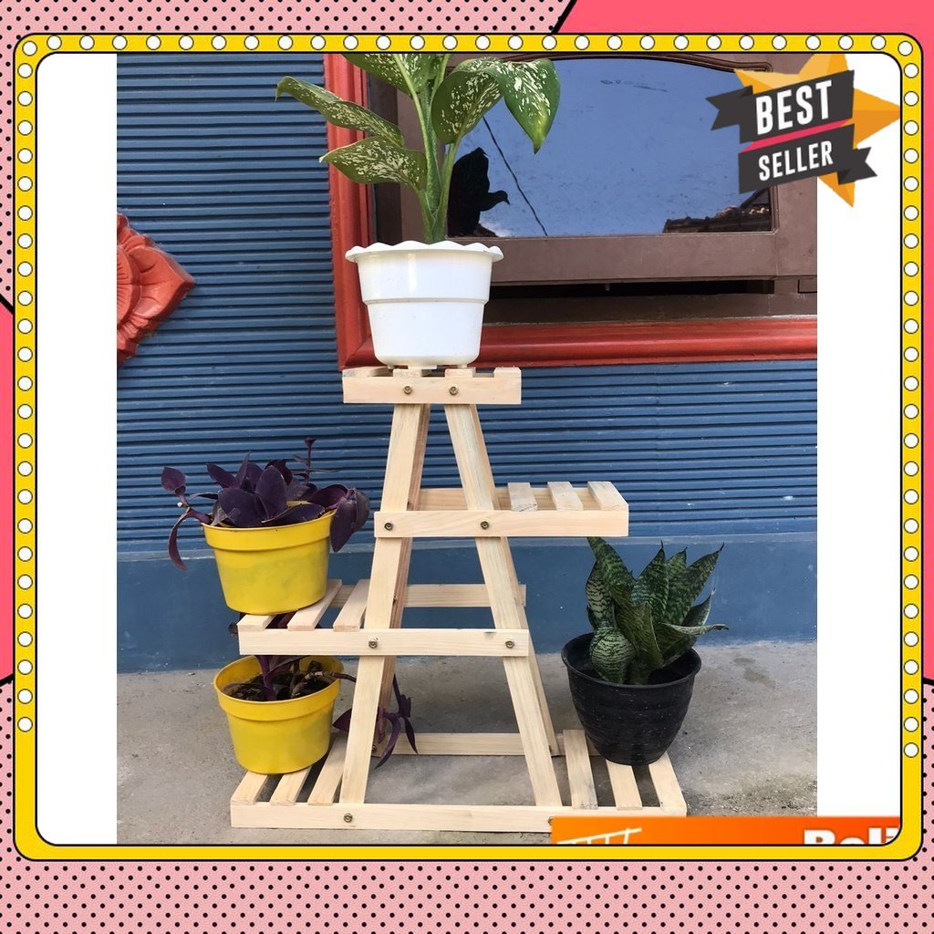 RAK BUNGA SUSUN 5 POT/ RAK BUNGA UNik/ RAK SERBAGUNA KAYU / RAK BUNGA KAYU / RAK BUNGA MINIMALIS