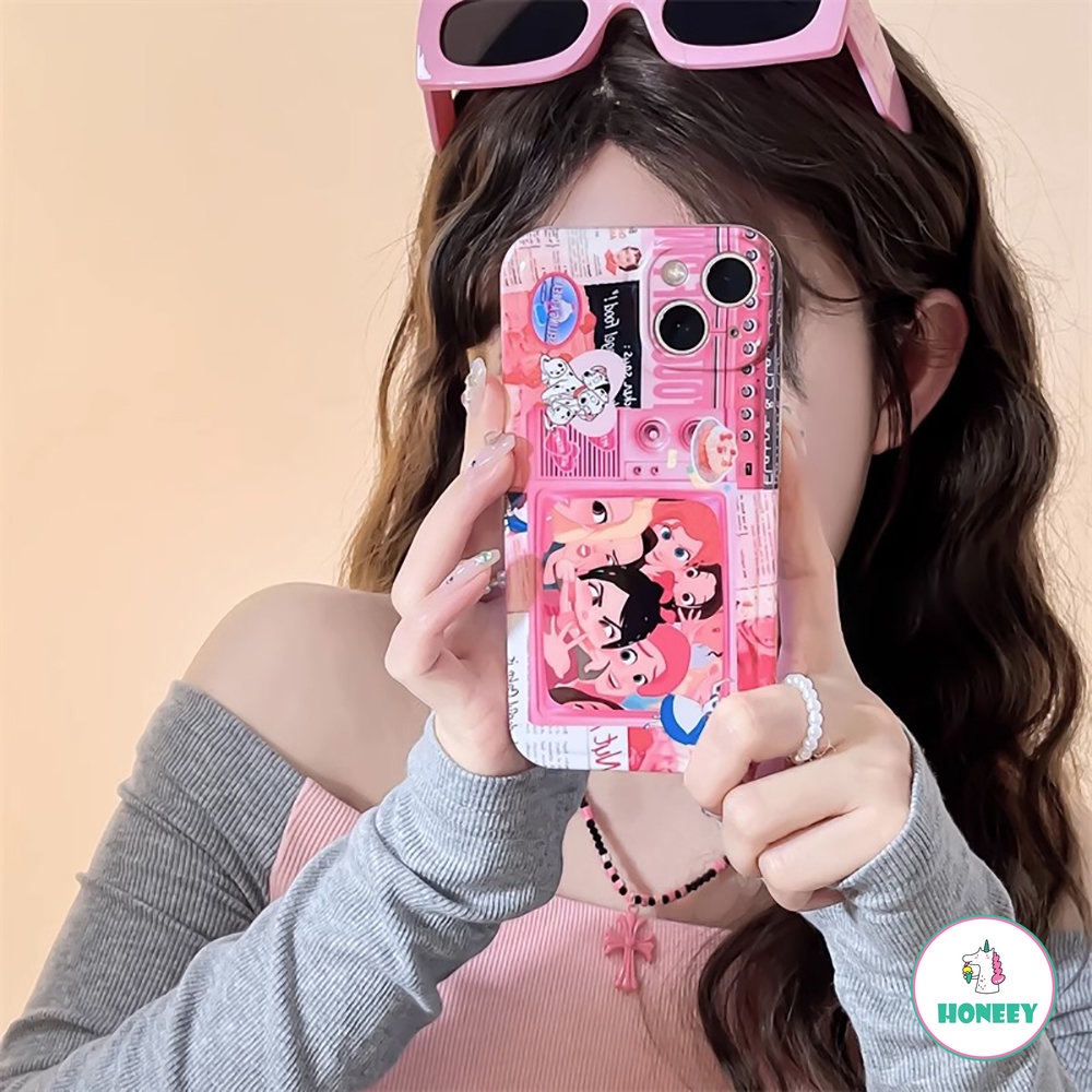 IPHONE Kartun Amerika Graffiti Lucu Pink Princess Phone Case Kompatibel Untuk Iphone14 13 12 11 Pro Max Gadis Manis Keren Ponsel Penutup Belakang