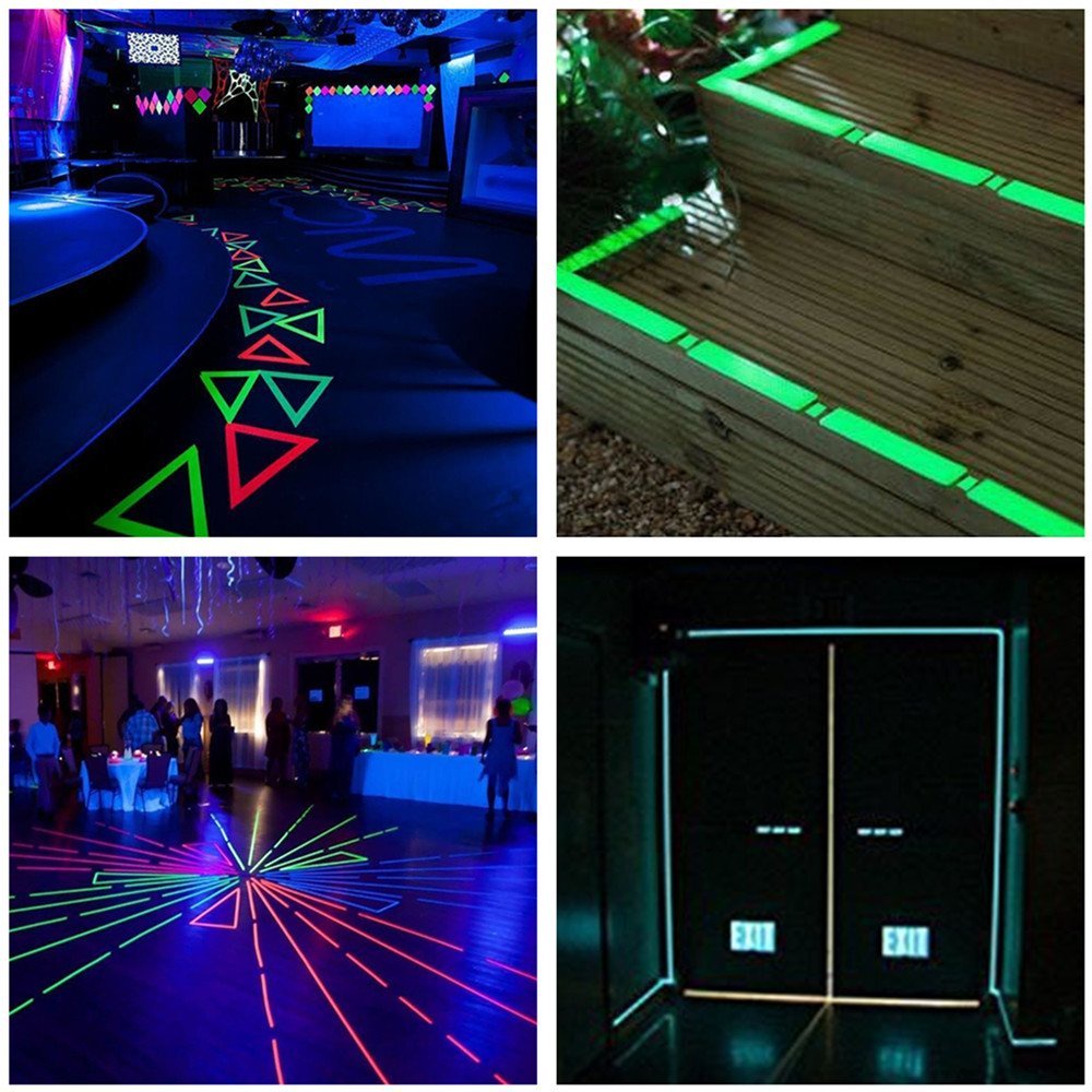 Safety Film DIY Stiker Dinding/Glow In Dark Safety Stickers/Neon Tape Peringatan Neon/Tape Luminous Perekat Diri/Tangga Dekorasi Rumah Tape Reflektif Darurat/