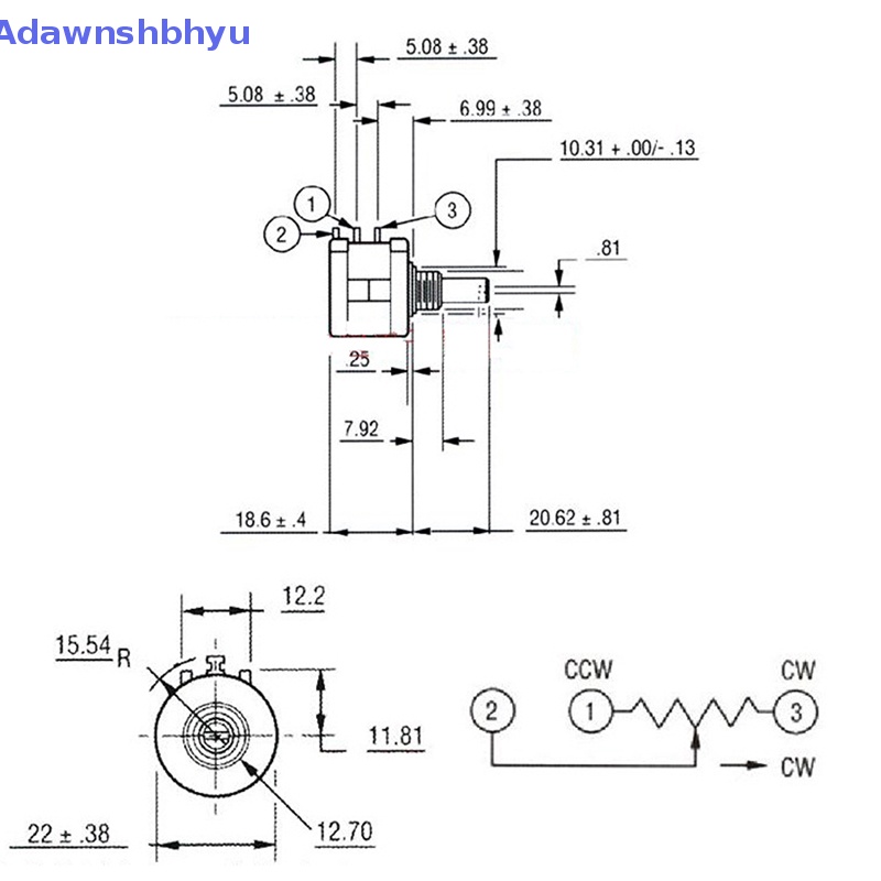 Adhyu 3590s-2-101 1K 2K 5K 10k 20K 50K 100K 100R 200R 500R Potensiometer Multi Putar Tahanan ID