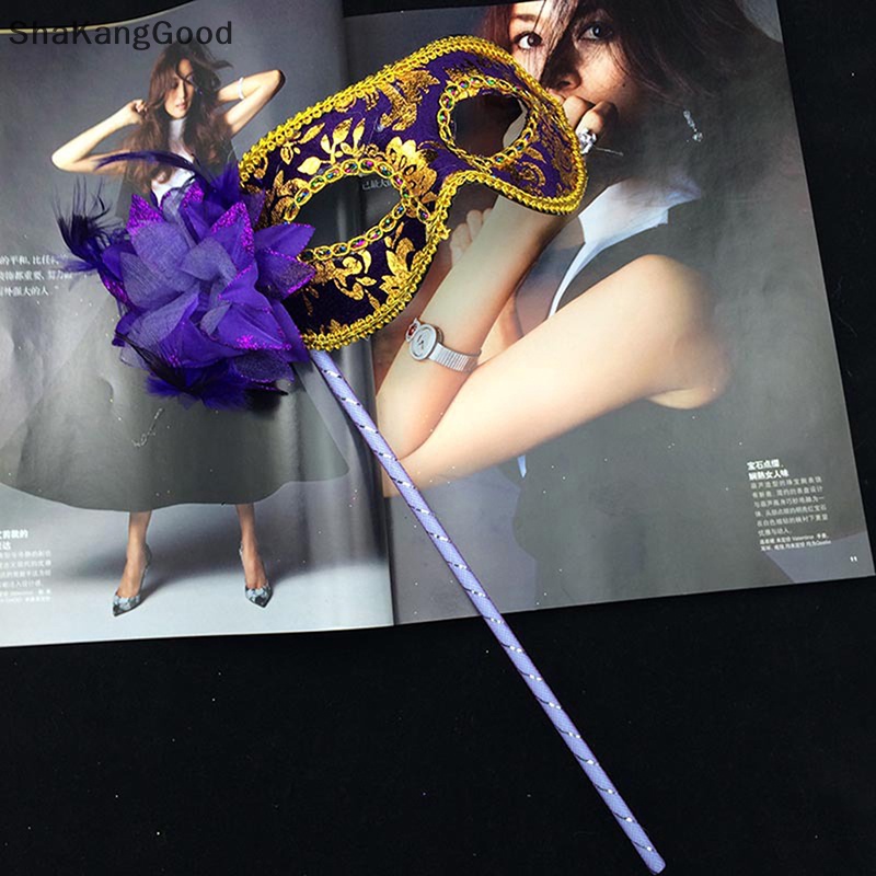 Masker Selip Venetian Masquerade Eye Mask On Stick Mardi Halloween Untuk Pesta SKK