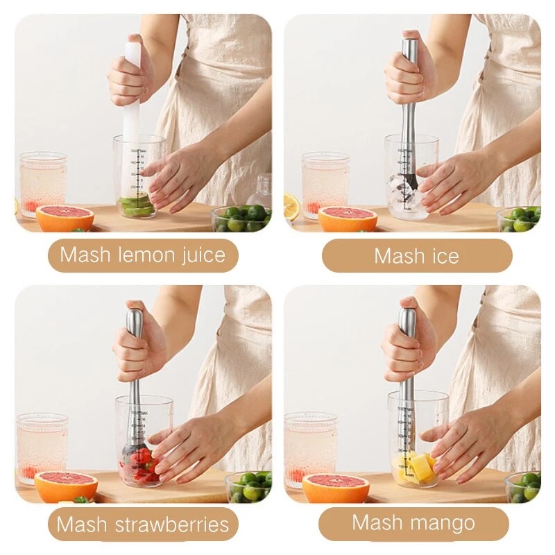 Multifungsi Stainless Steel Pecah Pecah Es Palu Es Loli Stik Buah Muddle Mixing Alu Perlengkapan Dapur Cocktail Mojito Mint Swizzle Wine Stirrer Barware Tools