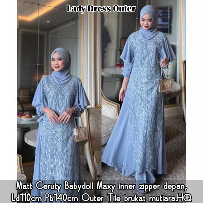 Cod Lady dress outer/gamis set cardigan/gamis murah/gamis polos/gamis premium/gamis busui/gamis cant