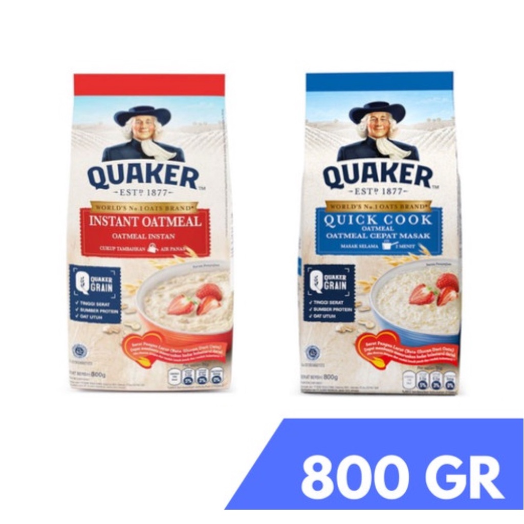 Quaker Oat Instant Oatmeal Merah / Quick Cooking Biru 800 gram Exp Mei 2024