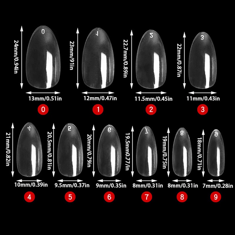 Power 240Pcs Tips Kuku Palsu Cetakan Tips Extension Bangunan Bening Nail Art Balet Almond ID