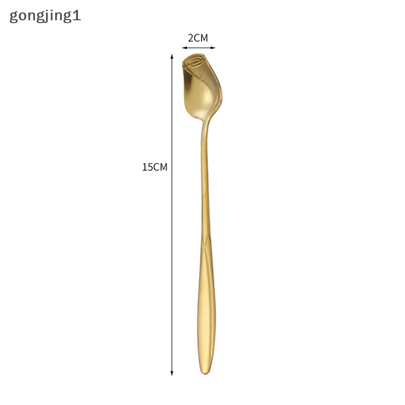 Ggg Sendok Pencampur Mawar Stainless Steel Gagang Panjang Sendok Kopi Teh Untuk Dessert Madu ID