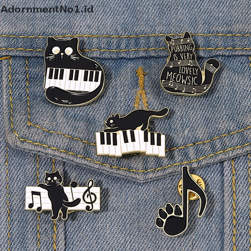 [AdornmentNo1] Kartun Kucing Bermain Piano Bros Simbol Musik Kucing Bros Aksesoris Pakaian Ransel Paduan Bros Lencana Enamel Kerah Pin [ID]