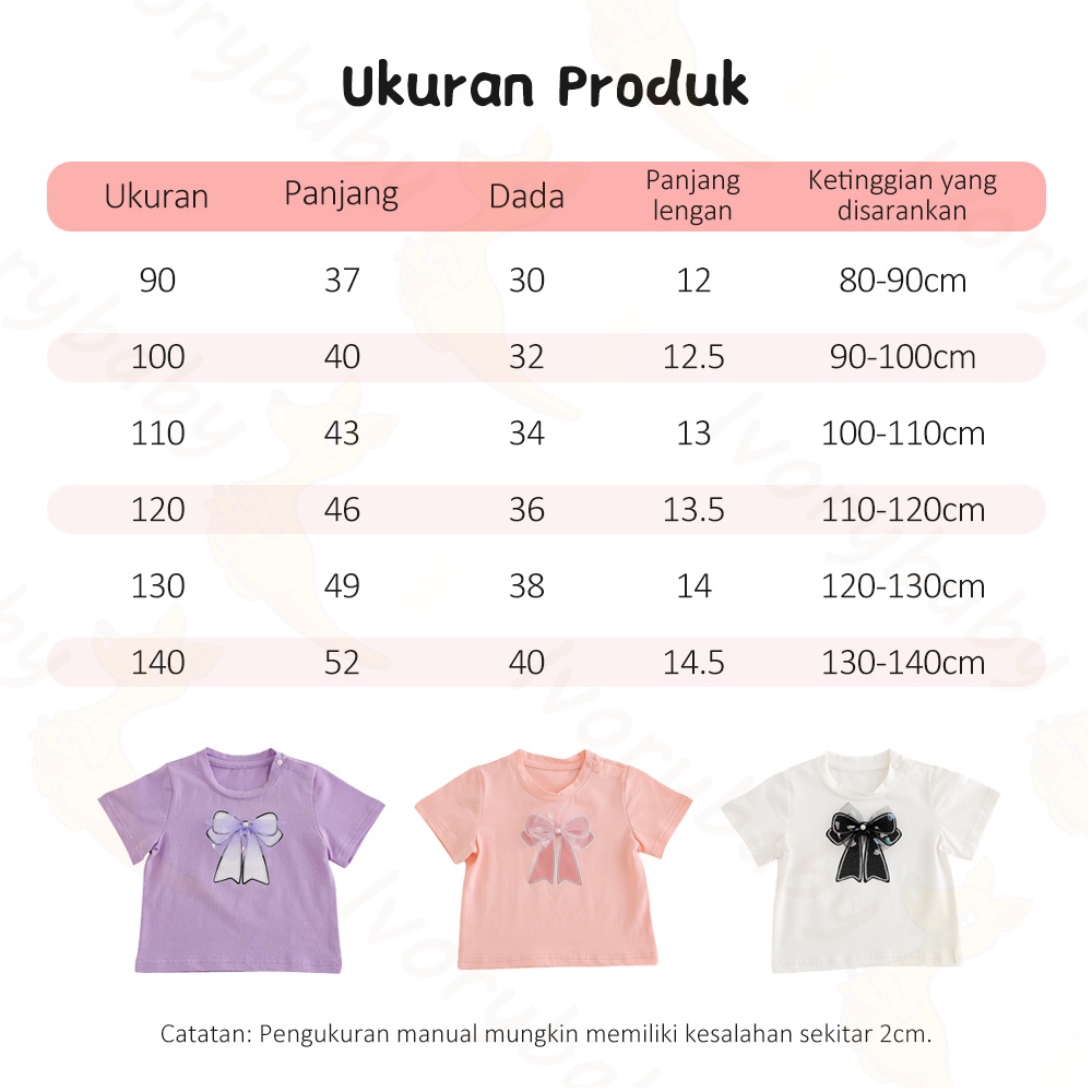 Ivorybaby Pakaian baju kaos bayi anak pendek import T-shirt bayi perempuan Pakaian baju anak