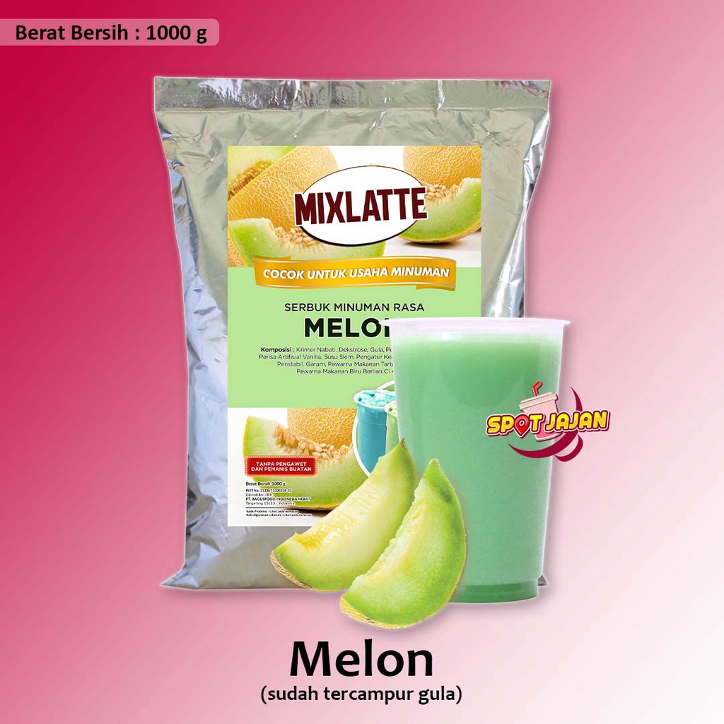

MIXLATTE Melon 1 kg Bubuk Minuman Dengan Gula / Serbuk Minuman Instan Rasa Buah