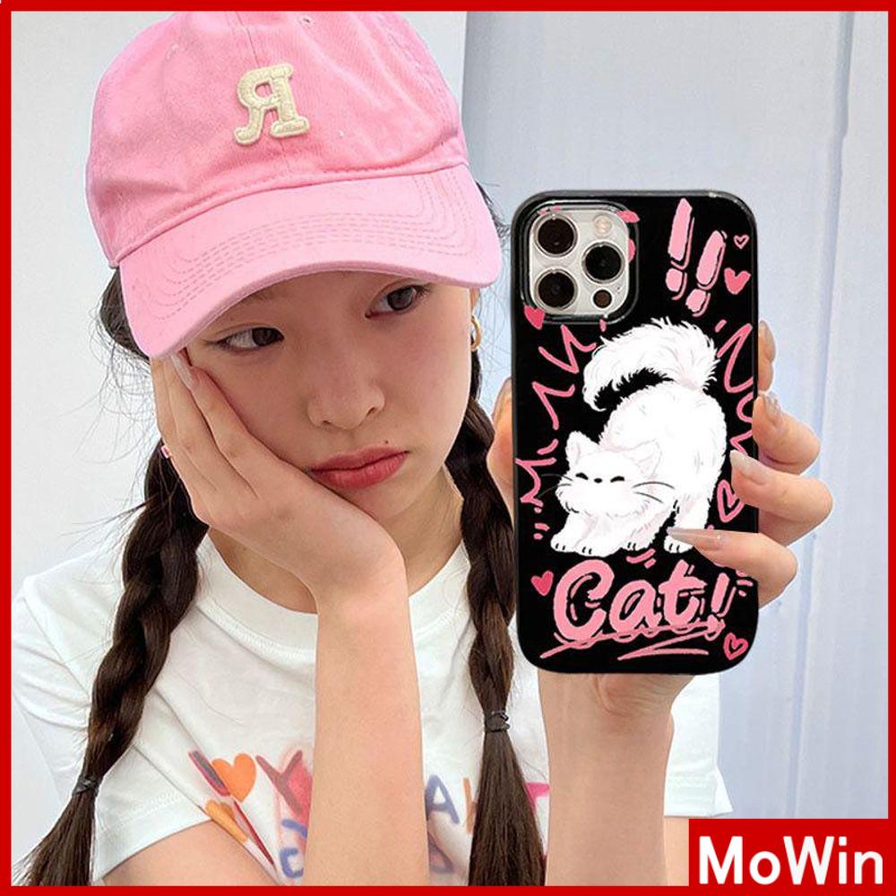 Mowin - For iPhone 14 Pro Max iPhone Case Black Glossy TPU Soft Case Shockproof Protection Camera Cute Doodle Cat Compatible with iPhone 13 Pro max 12 Pro Max 11 xr xs max 7 8Plus