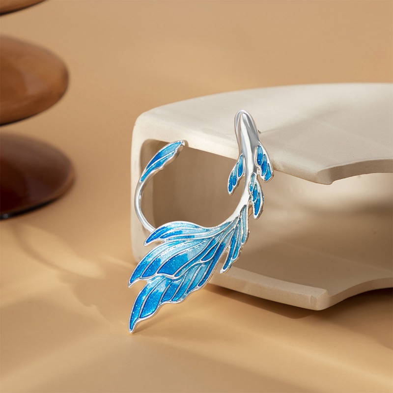 1pasang Anting Peri Manset Telinga Elf Bahan Metal Warna Biru Gaya Anime Untuk Wanita