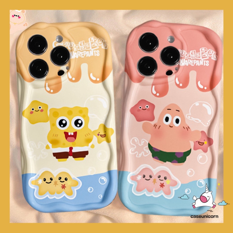 Casing SpongeBob Patrick Lucu Untuk Realme C53 C25 C35 5 5i 7i 6i 5s C55 C12 C21Y C1 C20A C25Y C31 C17 C20 C25s C30 C15 C21 C33 C3 3D Tepi Bergelombang Melengkung Kartun Es Krim Soft Cover