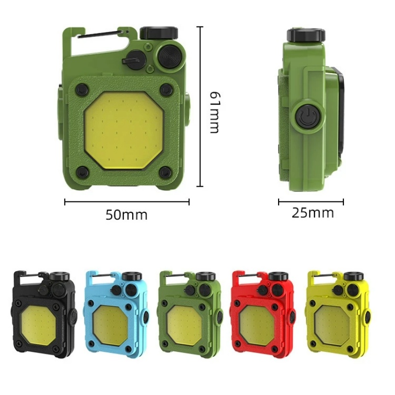 Senter COB Gantungan Kunci Kecil/6Mode Lentera Flash LED USB Rechargeable/Portable Torch Mini Work Light Mancing Camping