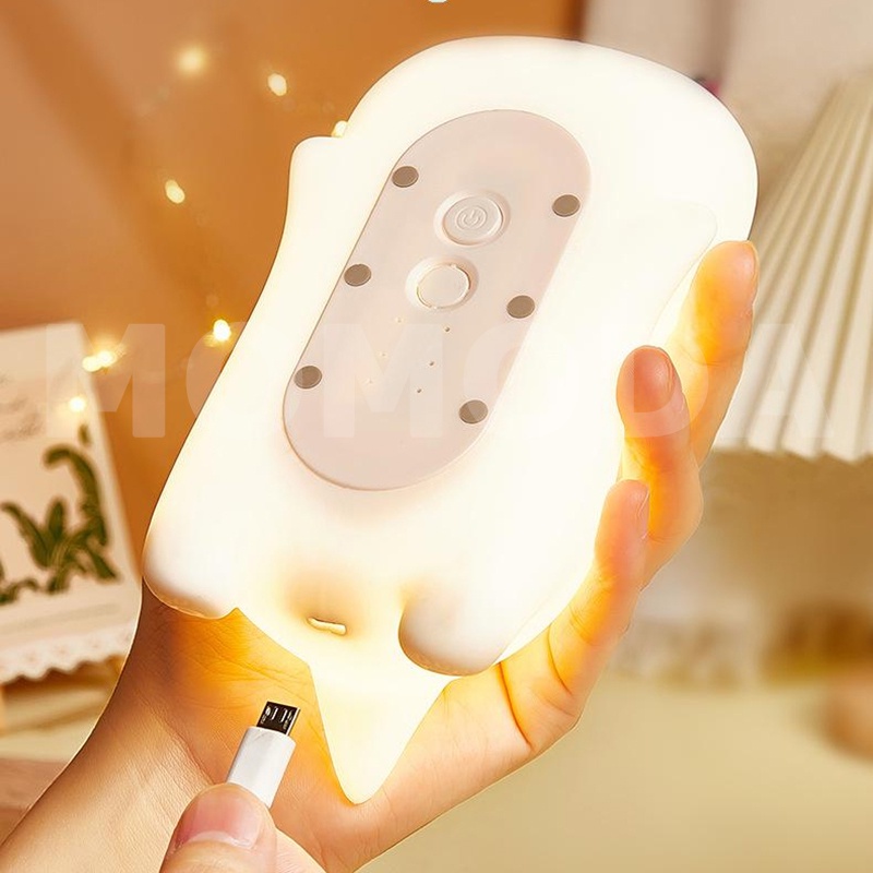 LED  Lampu Malam Lucu USB Isi Ulang Warna-warni Pat Lampu Lucu Sentuhan Hewan Silikon Lembut Dimmable Lampu tepuk tangan anak-anak dinosaurus unicorn