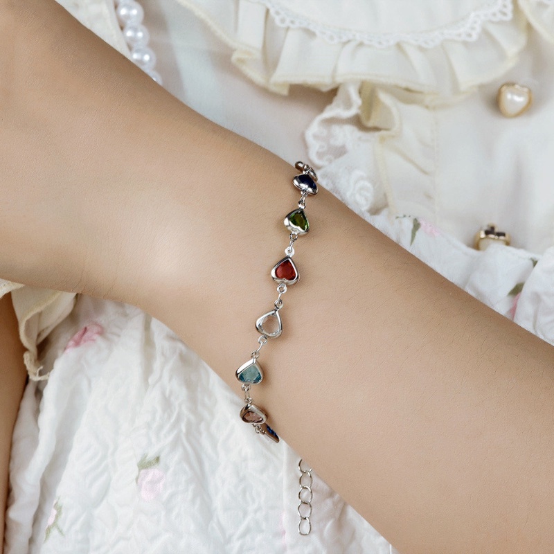 Fashion Bohemian Style Colorful Love Stone Bracelet/Bangle Liontin Mutiara Imitasi/Hadiah Perhiasan Angin Etnik