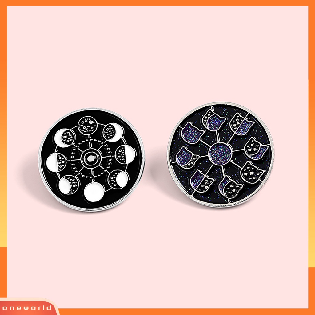[ONE] Bros Pin Pola Fase Cina Aksesoris Perhiasan Alloy Fase Bulan Enamel Lencana Untuk Pakaian