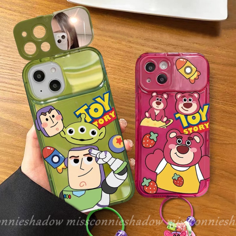 Casing Ponsel Kartun Toy Story Buzz Lightyear Untuk Oppo A57 A12 A15 A7 A3s A53 A9 A5 A77 A5s A31 A77S A11K A15s A33 2020 A35 Cute Strawberry Bear Manyo Flip Make Up Cermin Soft Case