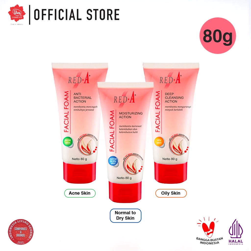 Red-A Facial Foam for Oily Skin with Oil Absorbent &amp; Red Algae Extract (tersedia 40 Gr &amp; 80 Gr)