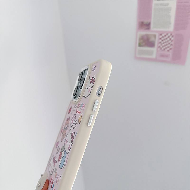 Graffiti Strawberry Kitty Soft Silicon Case HP iP iPhone 12 13 14 Pro Max 11 Girl Woman FTD Casing Apple