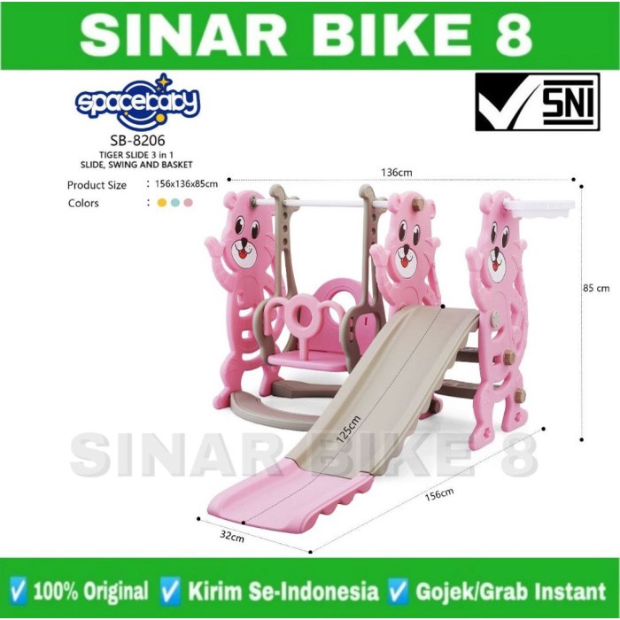 Perosotan 3 in 1 Slide Model Tiger SPACEBABY SB-8206 Mainan Anak