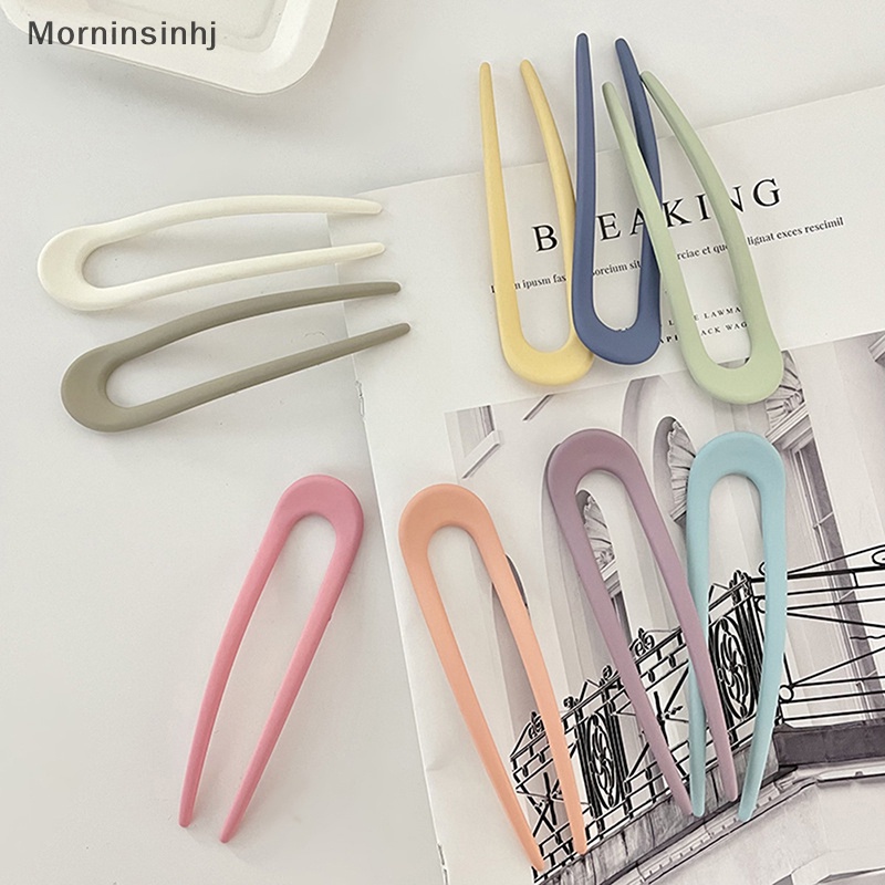 Mornin 1Pc Jepit Rambut Plastik Bentuk U Sederhana Elegan Untuk Wanita Fashion Warna Solid Shell Hair Clip Pins Girl Candy Color Hair Sticks id