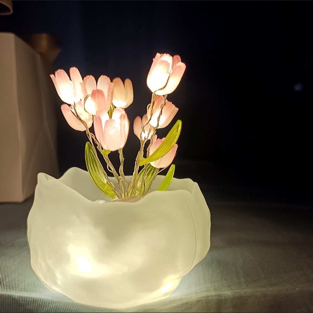 Lampu Malam Tulip Romantis DIY Untuk Kamar Tidur Dekorasi Rumah Tulip Night Light Sebagai Hadiah Hari Valentine 5*8cm