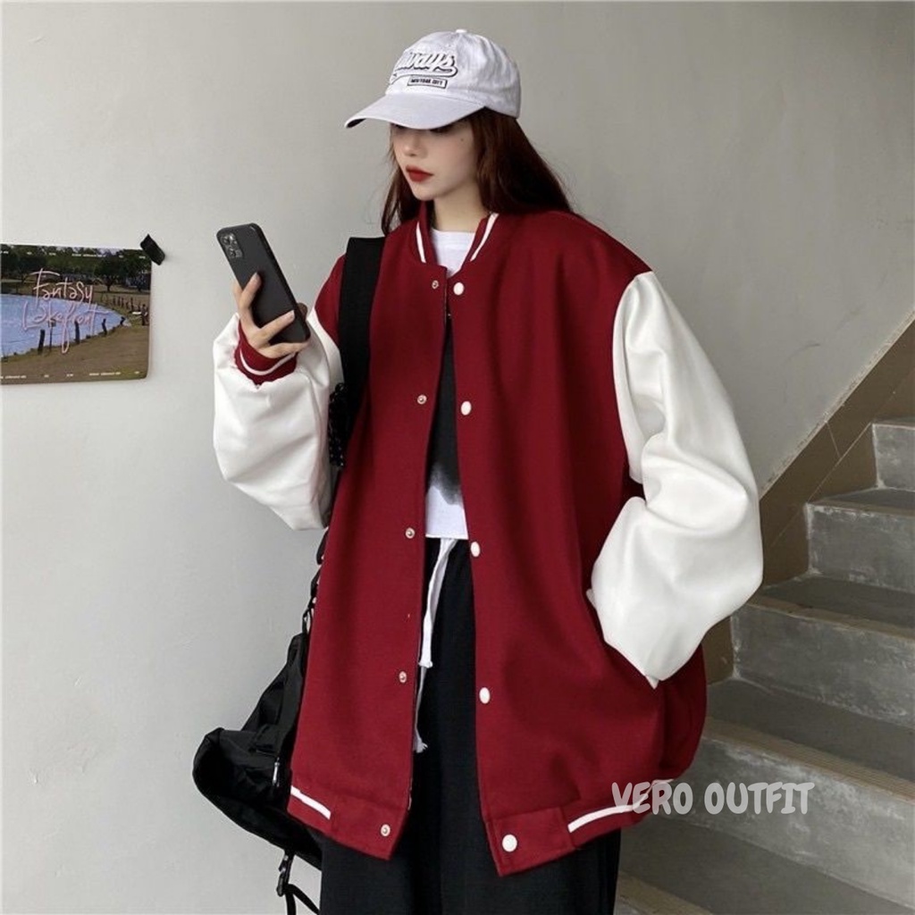 Jaket Baseball Varsity Oversize Korean Jacket Sporty Laki Laki Perempuan Ukuran bigsize Jumbo XXXXXL