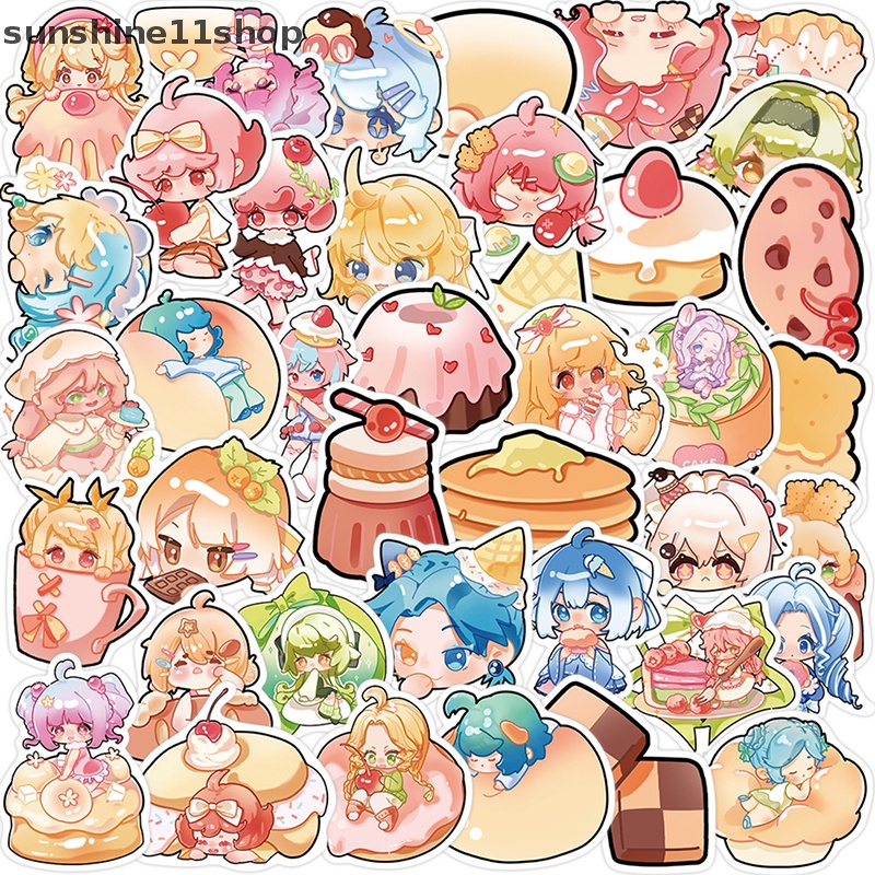 Sho 40 Pcs Kartun Doodle Stiker Gitar Bagasi DIY Kreatif Tahan Air Dessert Gadis Stiker Notebook Stiker Dekorasi Aksesoris N