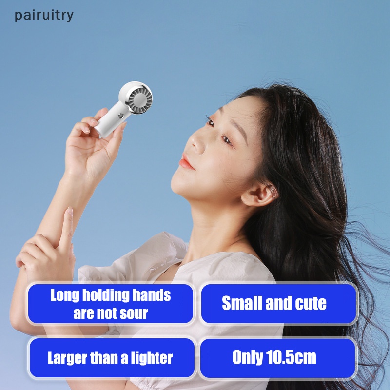 Prt Kipas Angin Warna Portabel Genggam Tenang USB Kecil 500mah Rechargeable Mini Neck Fan Untuk Asrama Mahasiswa Kantor Kipas Tangan Luar Ruangan PRT