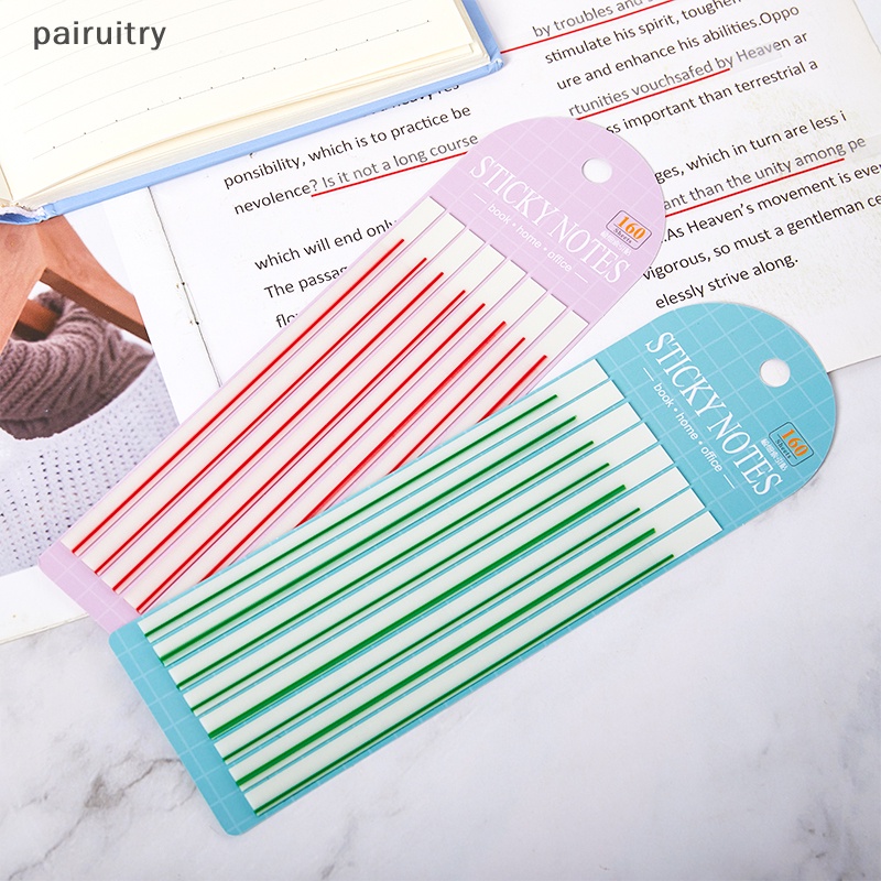 Prt 60Pcs Macaroon Color Horizontal Line Stiker Transparan Neon Indeks Tab Bendera Sticky Note Stationery Anak Hadiah Perlengkapan Kantor Sekolah PRT