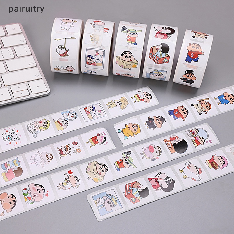 Prt500/pcs Crayon Shin-chan Sealing Sticker Lucu Kartun Hadiah Anak Dorongan Stiker Hadiah Anak Decor Perlengkapan Guru PRT