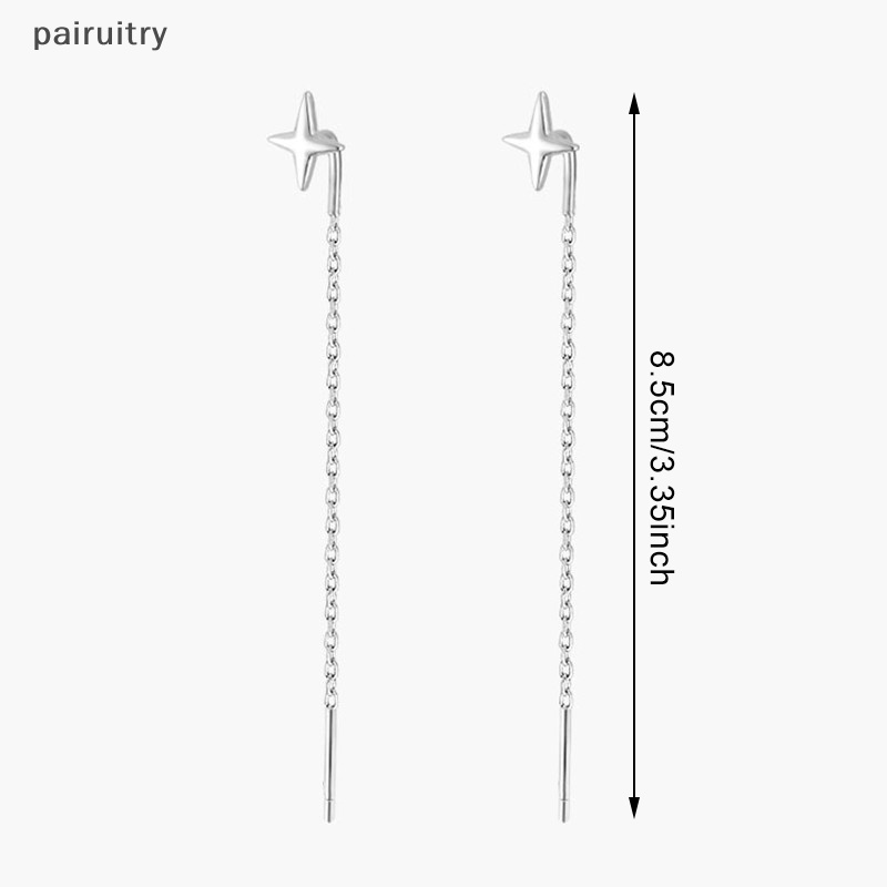 Prt Tren Kawat Panjang Rumbai Benang Rantai Panjat Bintang Liontin Drop Anting-Anting Wanita Lurus Gantung Anting Perhiasan PRT