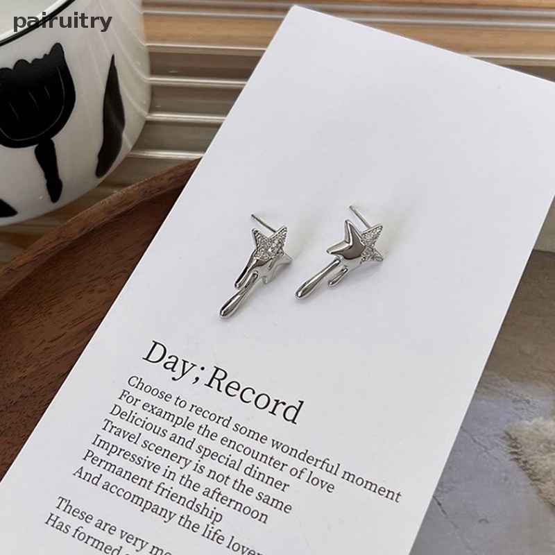 Prt Fashion Zirkon Lava Star Stud Earrings Desain Trendi Temperamen Korea Anting Kepribadian Sederhana Untuk Wanita Perhiasan PRT