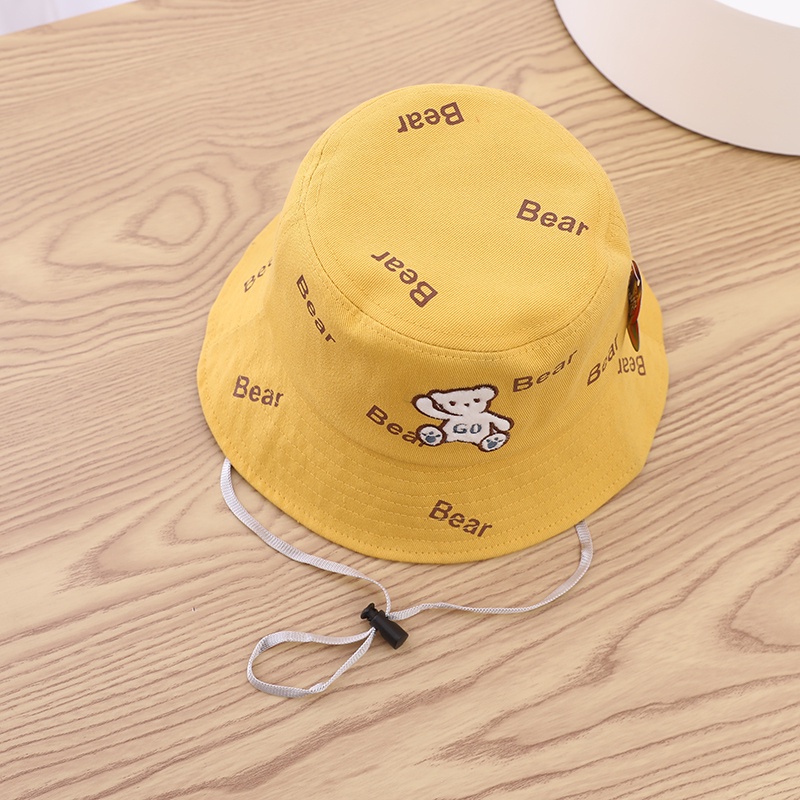Topi Bucket Anak Tali Motif Sablon Bear Banyak Gambar Lucu Terbaru