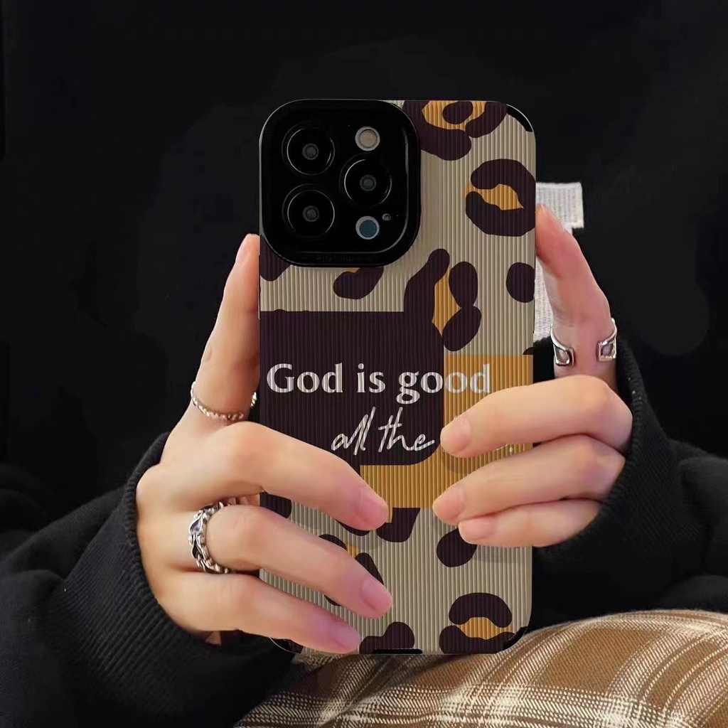 Lamb Skin Pretty Brown Leopard Print English Soft Case IPhone 6S 7 Plus 8 Plus X XS XR XS Max 11 13 12 14 PRO Max 14 Plus 12 13 MINI SE Phone Case Girl Women's Fashion